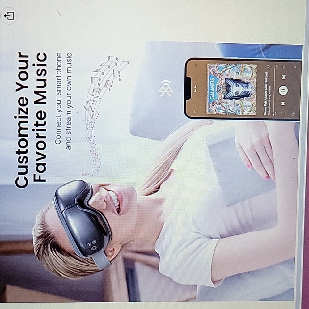 Renpho heated eye massager compression vibration Bluetooth music Gray New - Picture 5 of 9